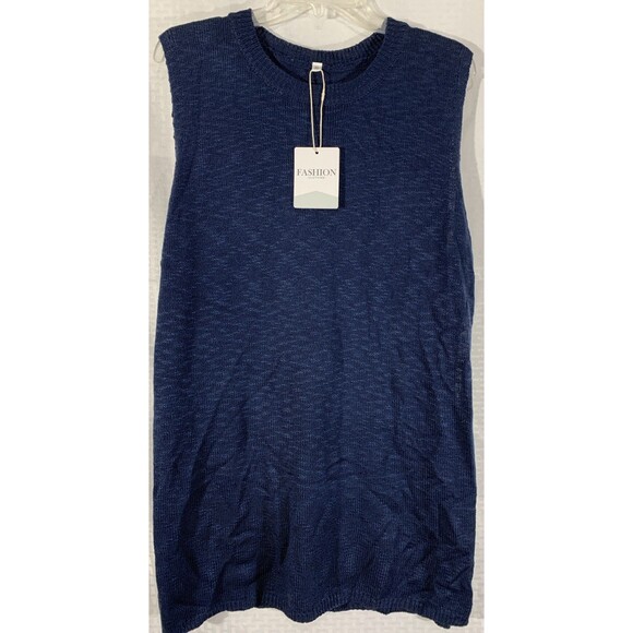 Boutique Short Set Navy Blue Sweater Set Womens XL 2pc Slim Style Nwt Tank Top - Picture 3 of 6